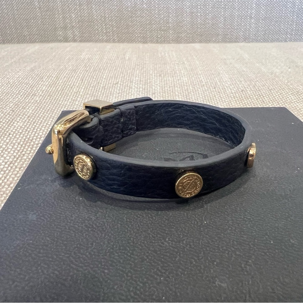 Marc Jacobs black leather with gold studs bracelet
